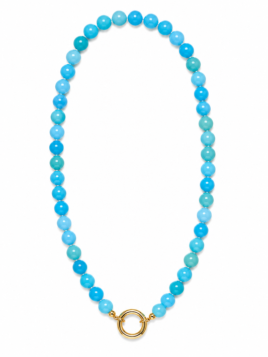 CHALCEDONY BEADED CHARM NECKLACE