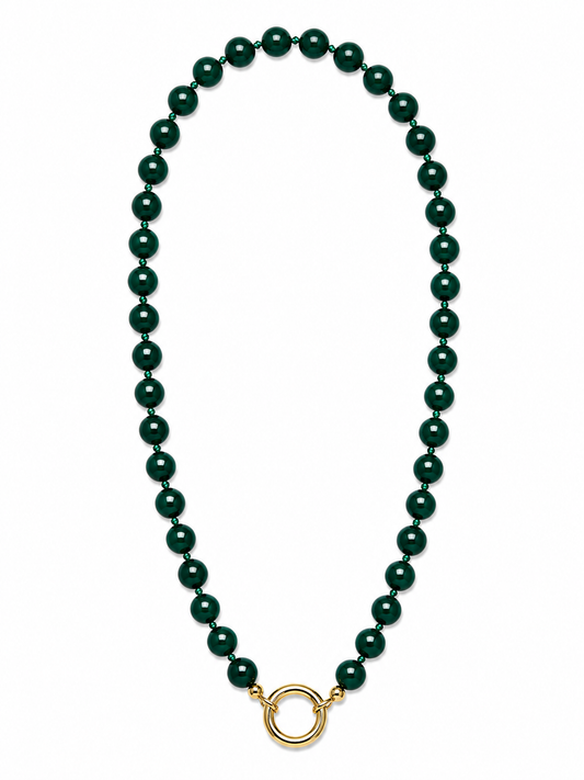 MALACHITE BEADED CHARM NECKLACE