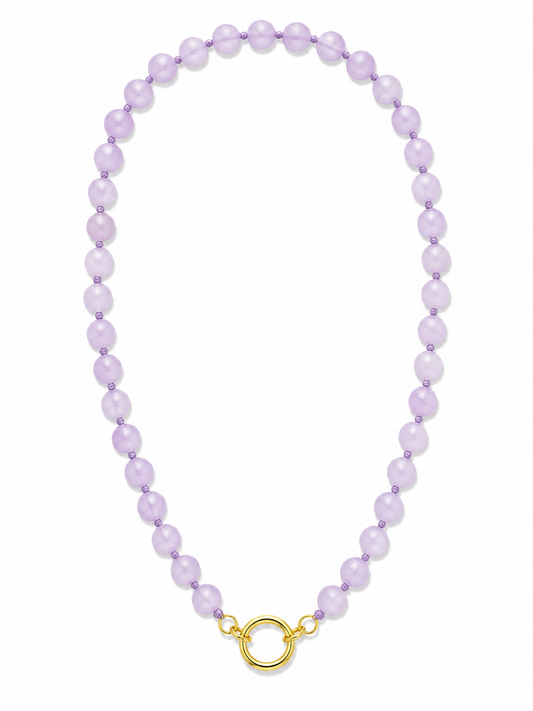 KUNZITE BEADED CHARM NECKLACE