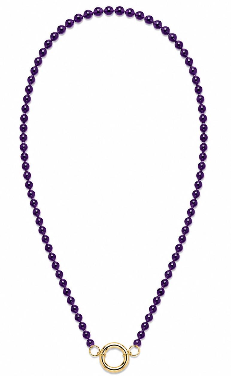 AMETHYST BEADED CHARM NECKLACE