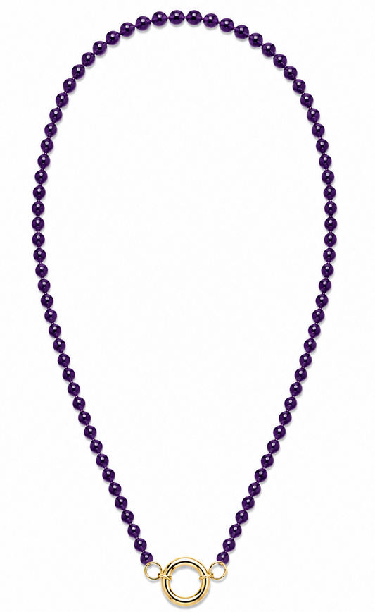 AMETHYST BEADED CHARM NECKLACE