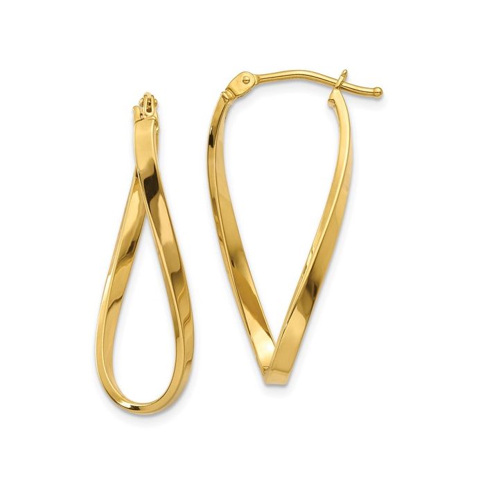 10K YELLOW GOLD TWISTED DROP EARRINGS