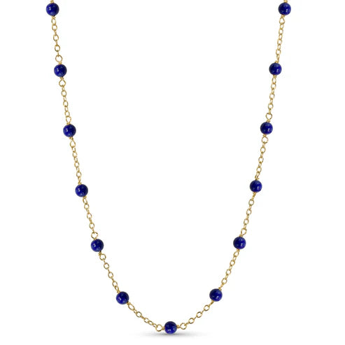 14K YELLOW GOLD 3MM LAPIS NECKLACE