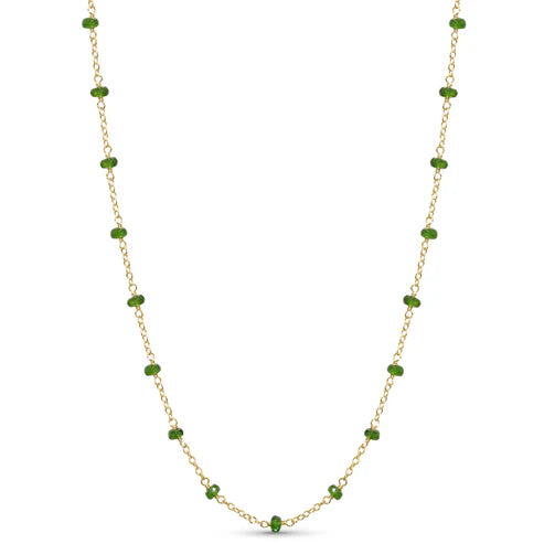 14K YELLOW GOLD 3MM CHROME DIOPSIDE NECKLACE