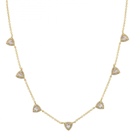 14K YELLOW GOLD DIAMOND TRIANGLE STATION NECKLACE