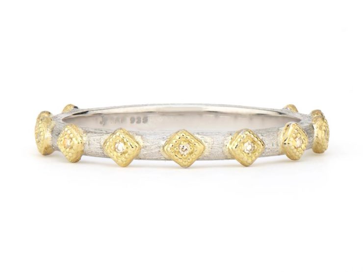 STERLING SILVER WITH 18K YELLOW GOLD STACKER RING