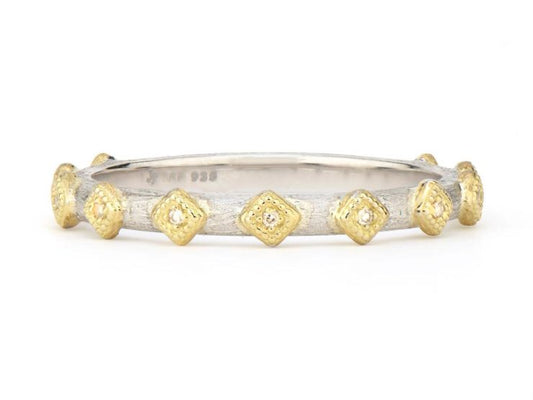 STERLING SILVER WITH 18K YELLOW GOLD STACKER RING