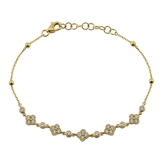 14K YELLOW GOLD CLOVER SHAPE BRACELET