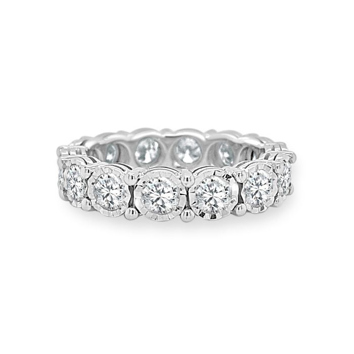 14K WHITE GOLD DIAMOND MIRACLE TOP ETERNITY BAND