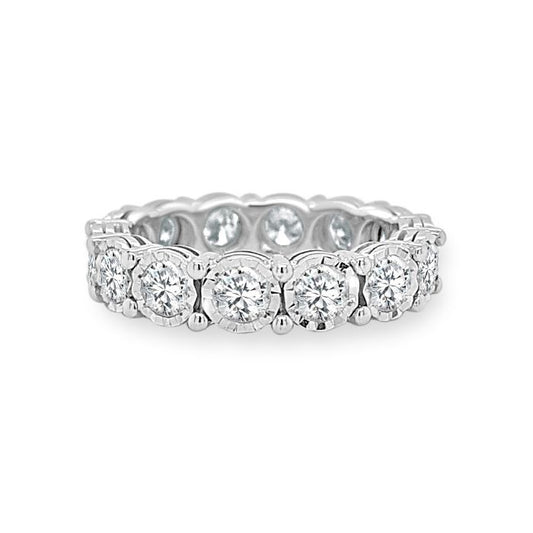 14K WHITE GOLD DIAMOND MIRACLE TOP ETERNITY BAND