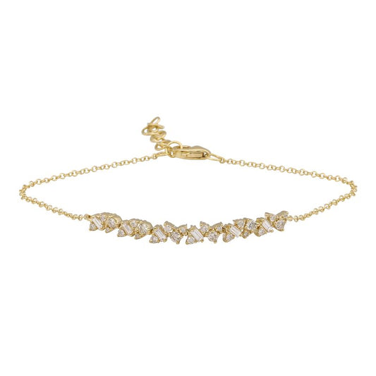 14K YELLOW GOLD MIXED SHAPED DIAMOND BRACELET