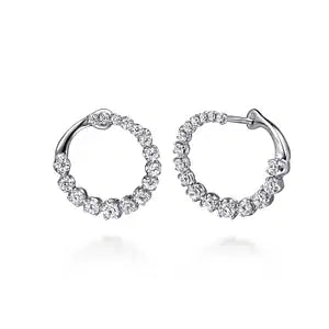 GABRIEL & CO 14K WHITE GOLD DIAMOND BYPASS HOOP EARRINGS