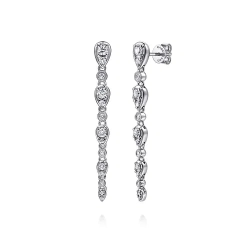 GABRIEL & CO 14K WHITE GOLD DIAMOND DROP EARRINGS