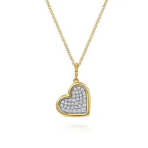 GABRIEL & CO 14K YELLOW GOLD BUJUKAN DIAMOND PAVE HEART PENDANT