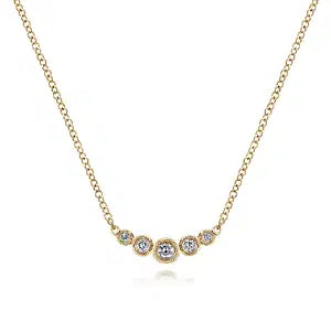 GABRIEL & CO 14K YELLOW GOLD CURVED DIAMOND BAR NECKLACE