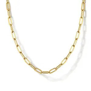 14K YELLOW GOLD PAPER CLIP CHAIN NECKLACE 32"