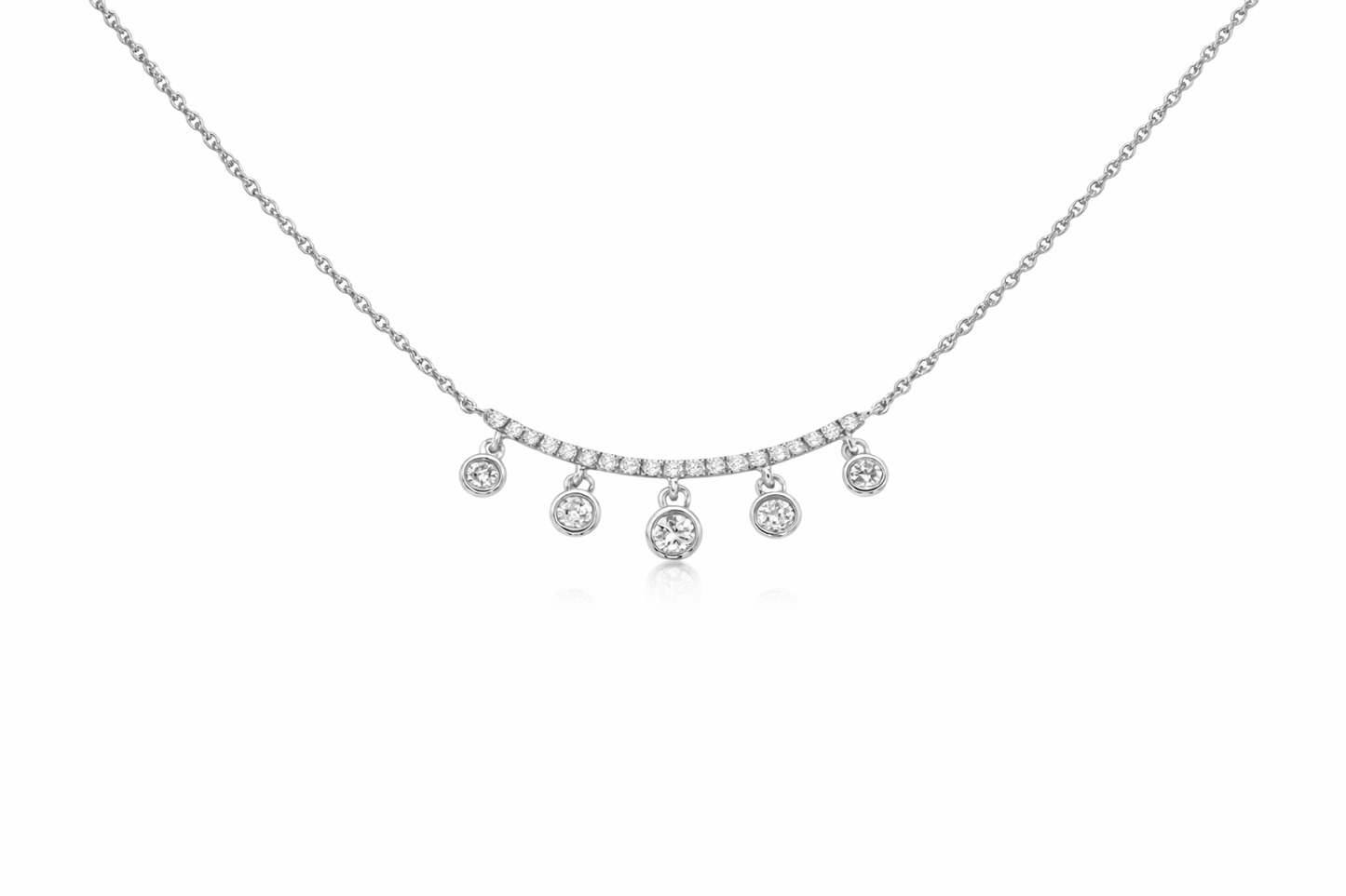 14K WHITE GOLD DIAMOND BAR DROP NECKLACE