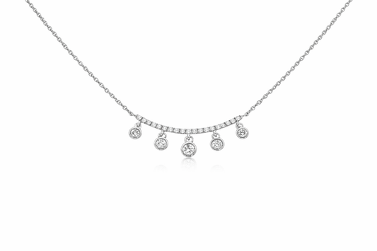 14K WHITE GOLD DIAMOND BAR DROP NECKLACE