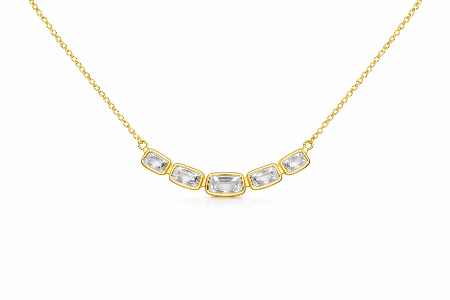 14K YELLOW GOLD DIAMOND BAGUETTE BEZEL SET NECKLACE
