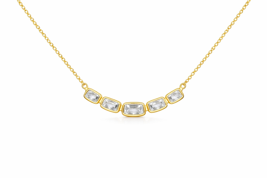 14K YELLOW GOLD DIAMOND BAGUETTE BEZEL SET NECKLACE