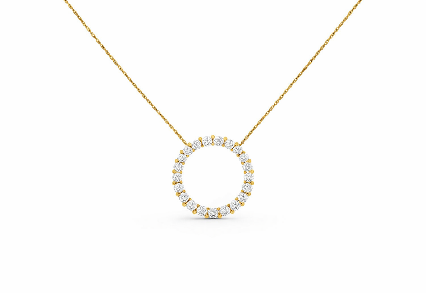 14K YELLOW GOLD DIAMOND CIRCLE PENDANT