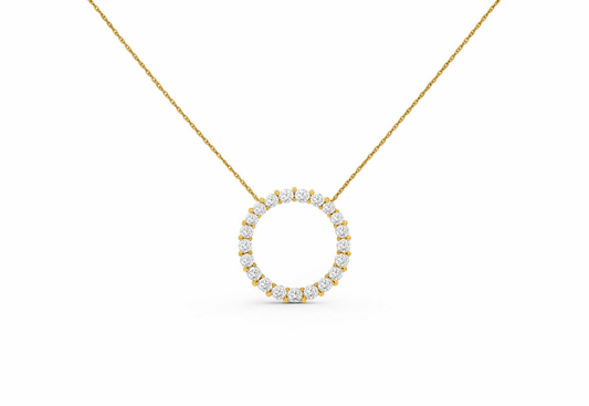 14K YELLOW GOLD DIAMOND CIRCLE PENDANT