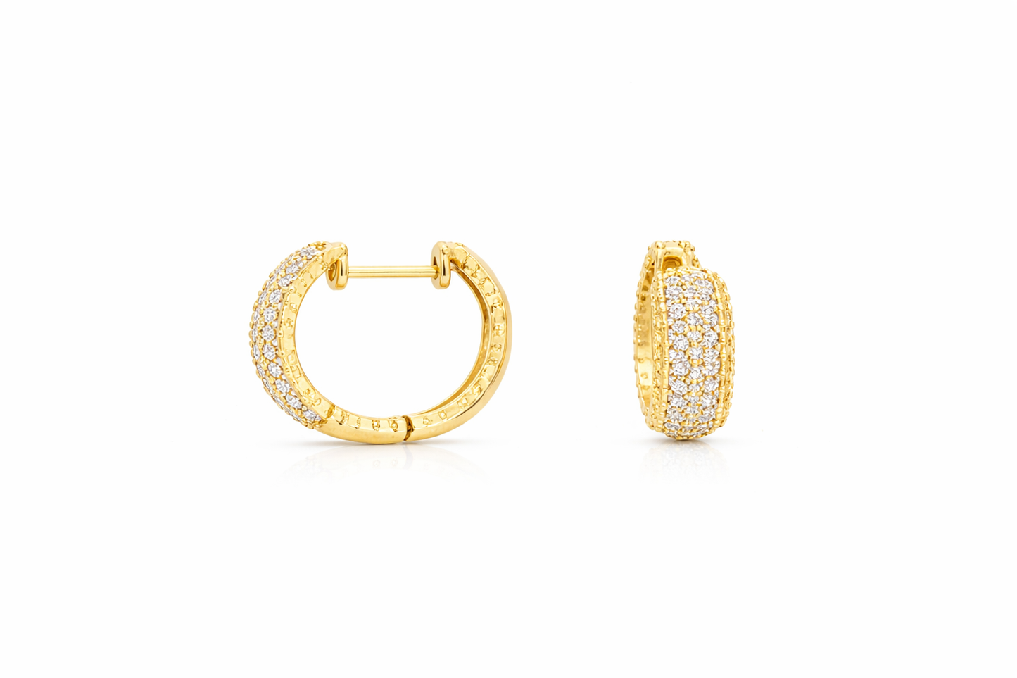 14K YELLOW GOLD DIAMOND HUGGIES