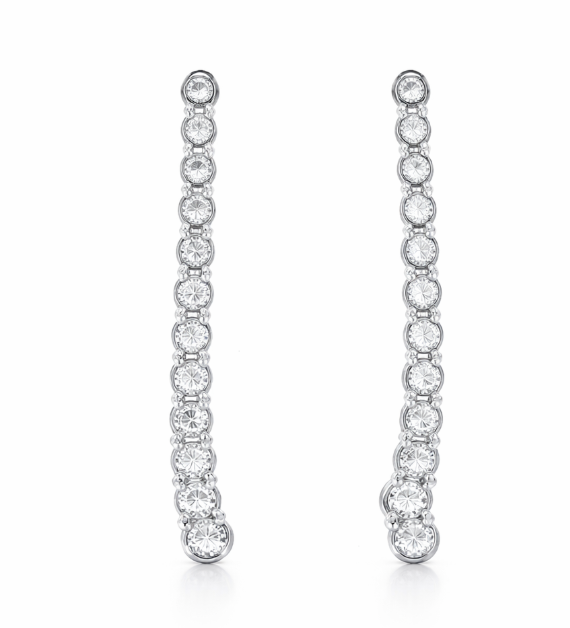 14K WHITE GOLD DIAMOND DANGLE MIRACLE TOP EARRINGS