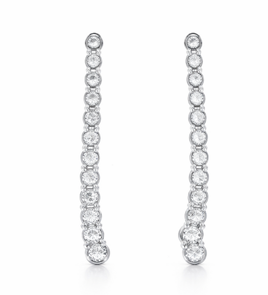14K WHITE GOLD DIAMOND DANGLE MIRACLE TOP EARRINGS