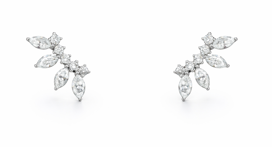 18K WHITE GOLD NATURAL EARTH MINED DIAMOND EAR CLIMBERS