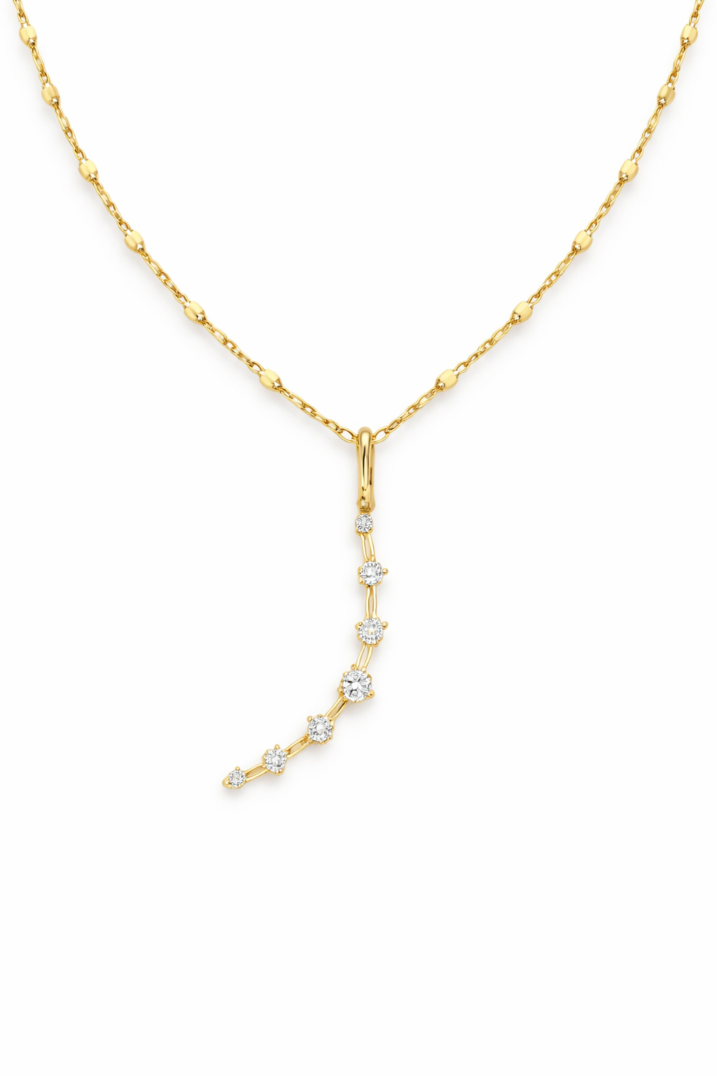 18K YELLOW GOLD DIAMOND CRESCENT CHARM PENDANT