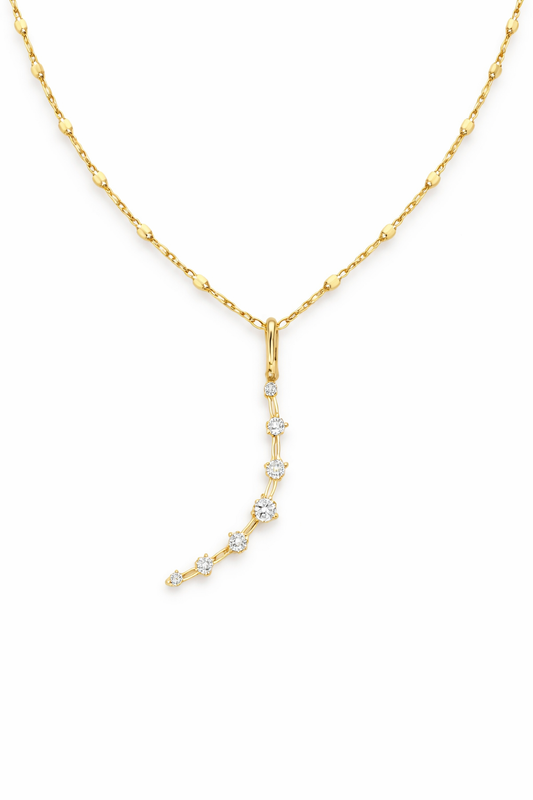 18K YELLOW GOLD DIAMOND CRESCENT CHARM PENDANT