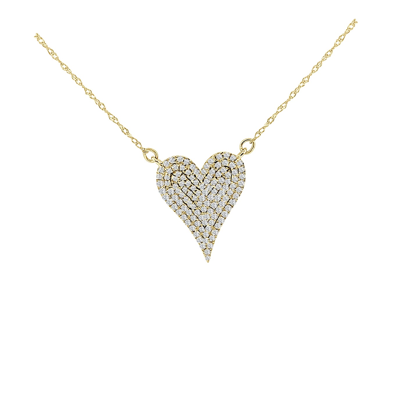 14K YELLOW GOLD DIAMOND HEART PENDANT