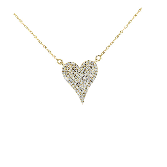 14K YELLOW GOLD DIAMOND HEART PENDANT