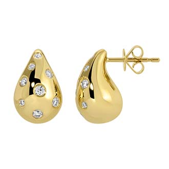 14K YELLOW DIAMOND TEAR DROP EARRINGS
