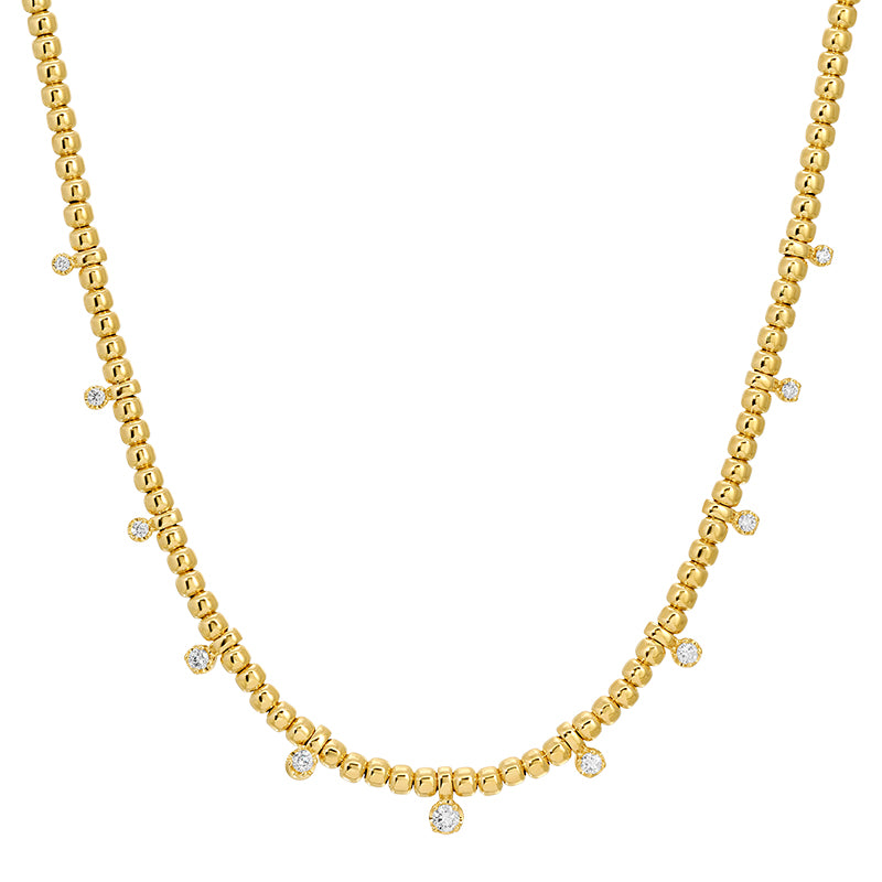 14K YELLOW GOLD DIAMOND STATION NECKLACE
