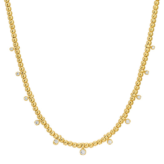 14K YELLOW GOLD DIAMOND STATION NECKLACE
