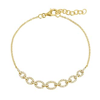 14K YELLOW GOLD DIAMOND INTERLOCKING CIRCLE BRACELET