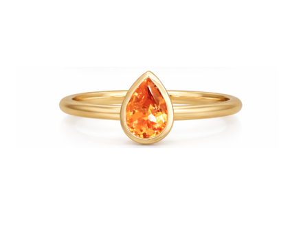 18K YELLOW GOLD ORANGE SPESSARTITE BEZEL SET RING