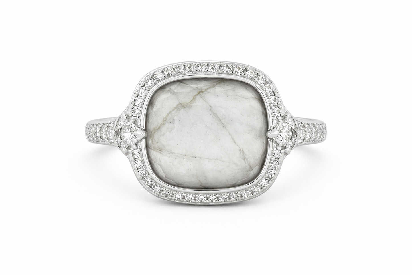 STERLING SILVER ENCORE LABRADORITE CUSHION STONE RING