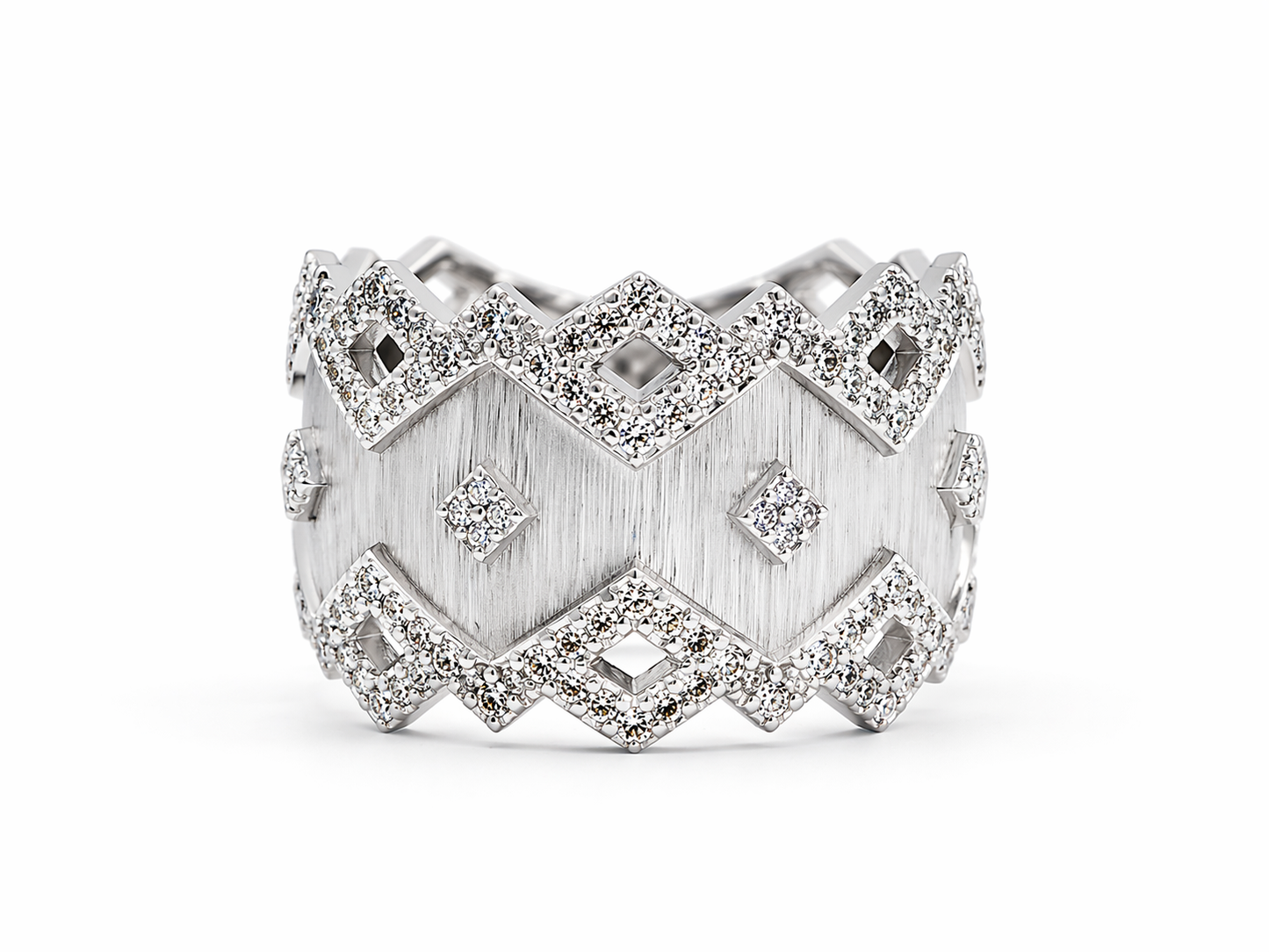 STERLING SILVER LISSE WIDE PAVE KITE BAND