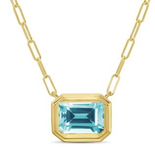 14K YELLOW GOLD LONDON BLUE TOPAZ BEZEL SET PENDANT