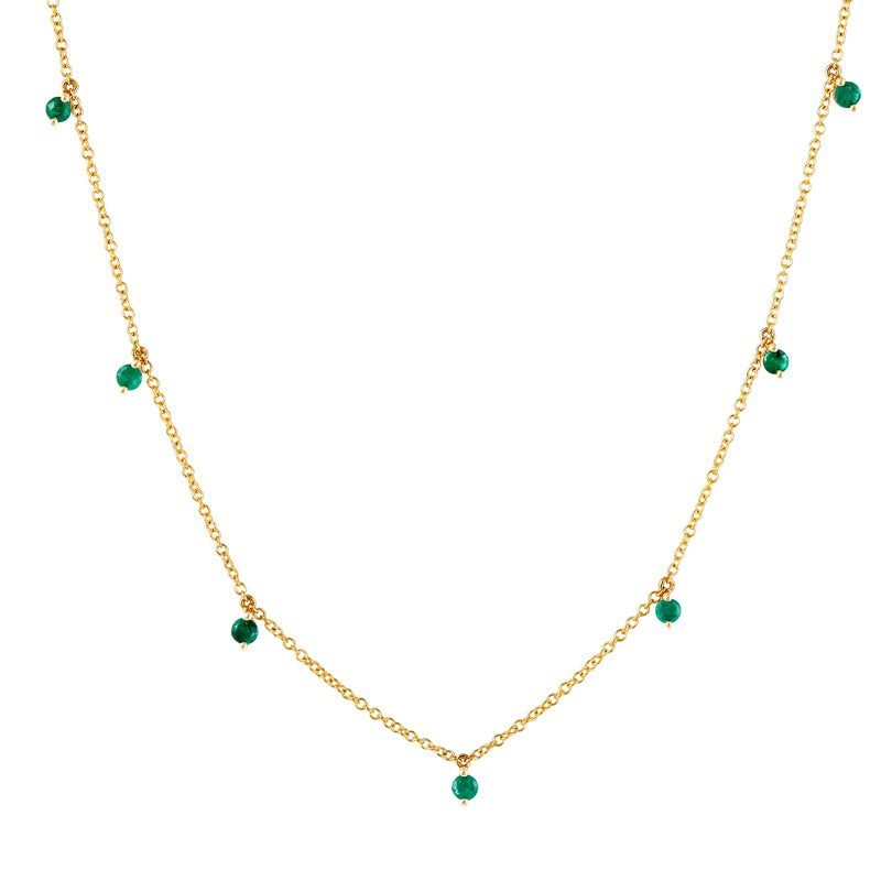 14K YELLOW GOLD EMERALD NECKLACE