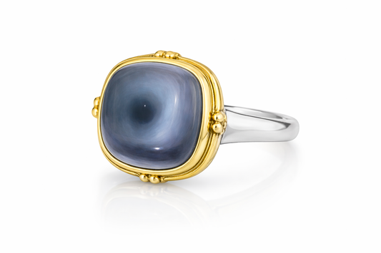18K STERLING SILVER TWO TONE MABE PEARL RING