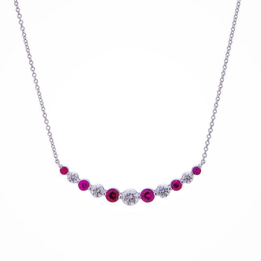 RUBY AND DIAMOND CURVED BAR NECKLACE