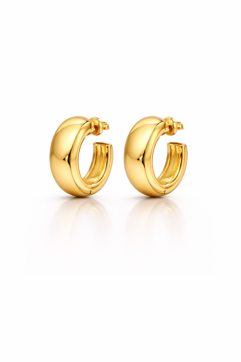 14K YELLOW GOLD PUFF CURVED EARRINGS