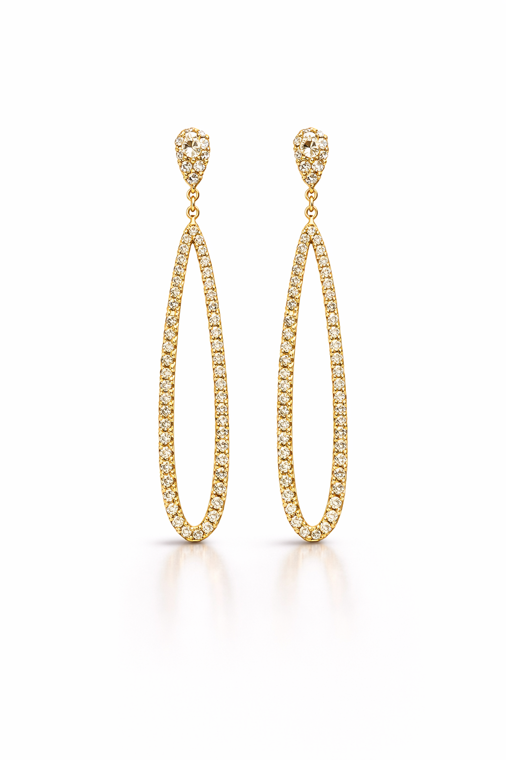 14K YELLOW GOLD DIAMOND CUT TEARDROP DANGLE EARRINGS