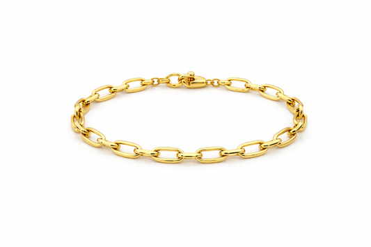 14K YELLOW GOLD THICK OVAL LINK BRACELET