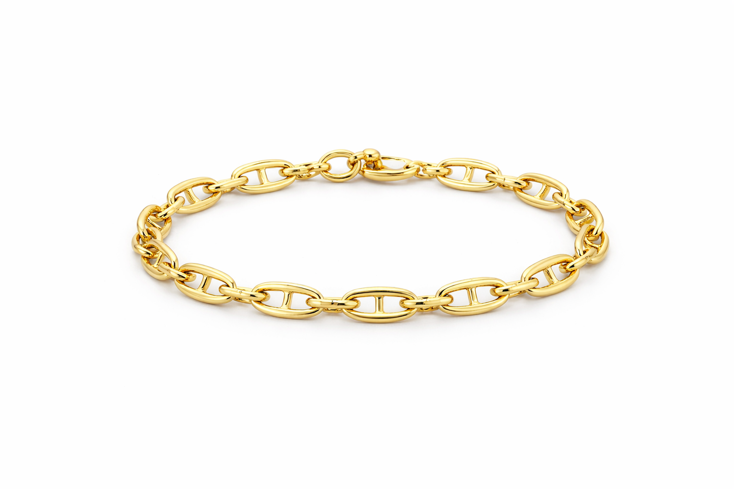 14K YELLOW GOLD OVAL BUCKLE LINK BRACELET