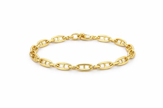 14K YELLOW GOLD OVAL BUCKLE LINK BRACELET